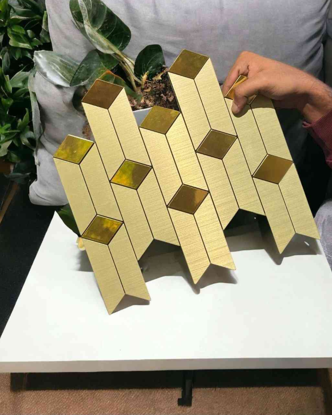 Golden Geometric Wall Panels